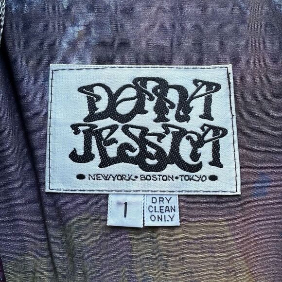 Donna Jessica Patchwork Blazer Jacket Womens Size 1 Silk Blend Artwear Boho VTG - Picture 3 of 6